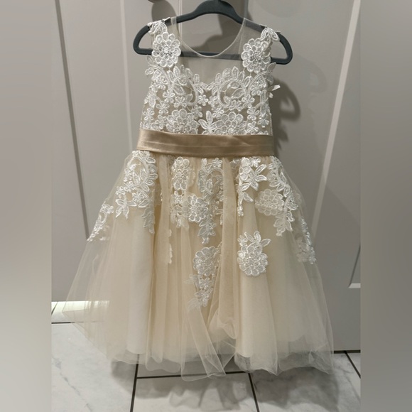 Miama White Lace little flower girl dress